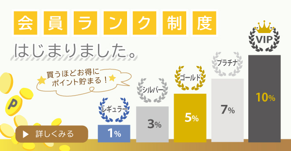 会員ランクの条件とポイント付与率。買えば買うほどお得にお買い物ができます。